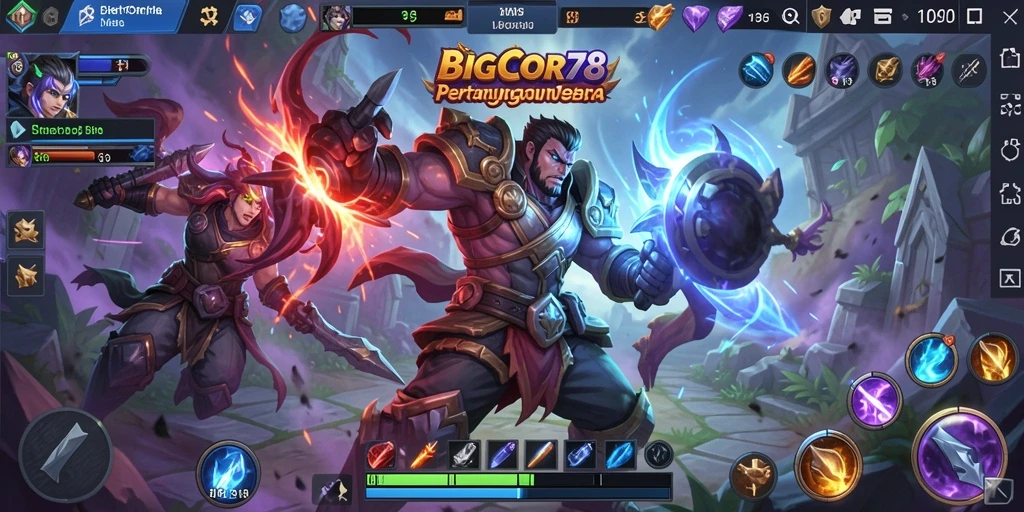Gameplay menarik dari BIGCOR78 menunjukkan pertarungan seru antar karakter.