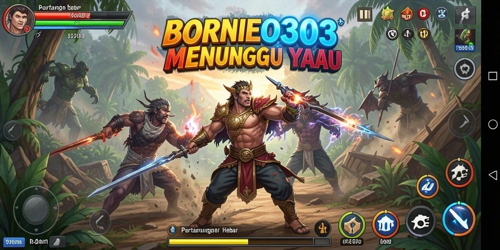 Tangkapan layar menunjukkan aksi pertarungan seru di BORNEO303.