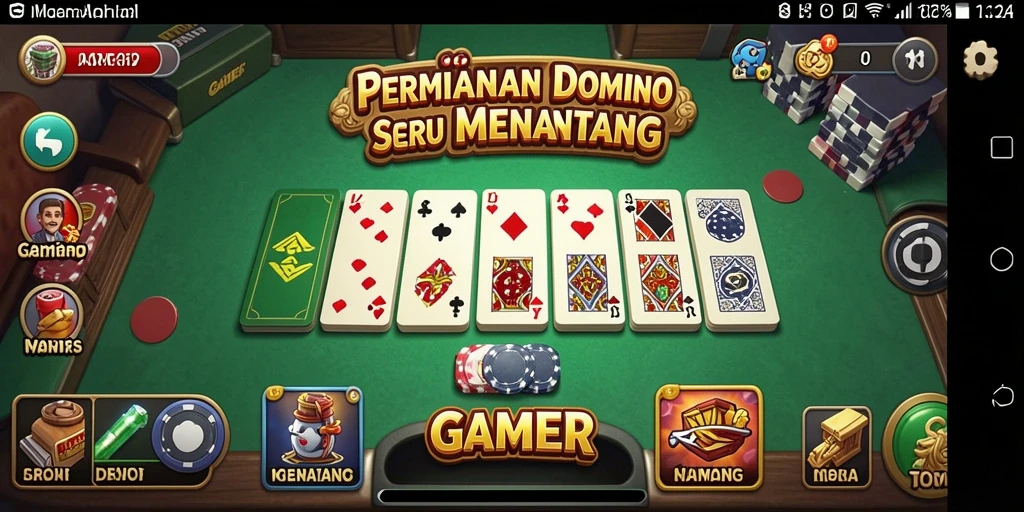 Screenshot menampilkan gameplay seru dalam permainan Domino GAMERP.