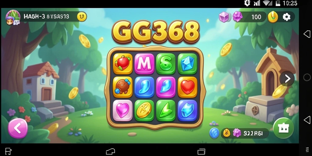 Screenshot gameplay GG368 yang menunjukkan momen seru mencocokkan item.