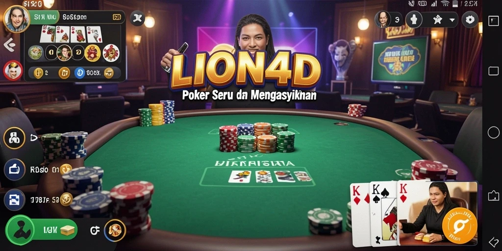 Tampilan gameplay LION4D dengan suasana poker yang mendebarkan.