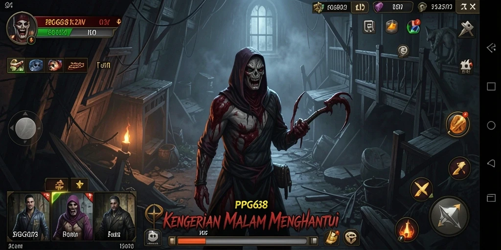 Tampilan gameplay PGG68 yang menegangkan dalam suasana Horror.