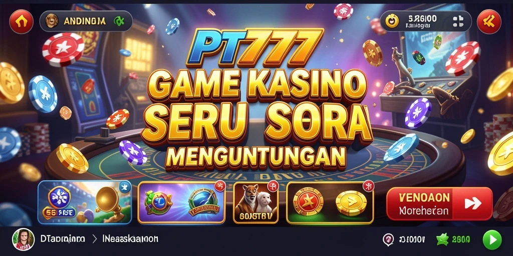 Tampilan gameplay PT777 dengan berbagai permainan kasino menarik.