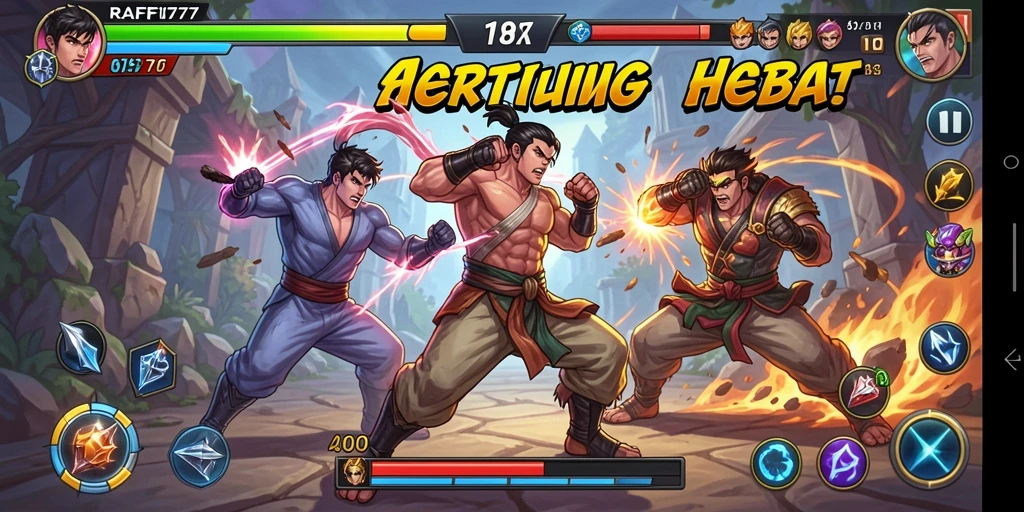 Screenshot gameplay RAFFI777 yang menampilkan pertarungan seru.